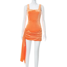 Load image into Gallery viewer, Orange Velvet Mini Dress PREORDER
