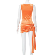 Load image into Gallery viewer, Orange Velvet Mini Dress PREORDER
