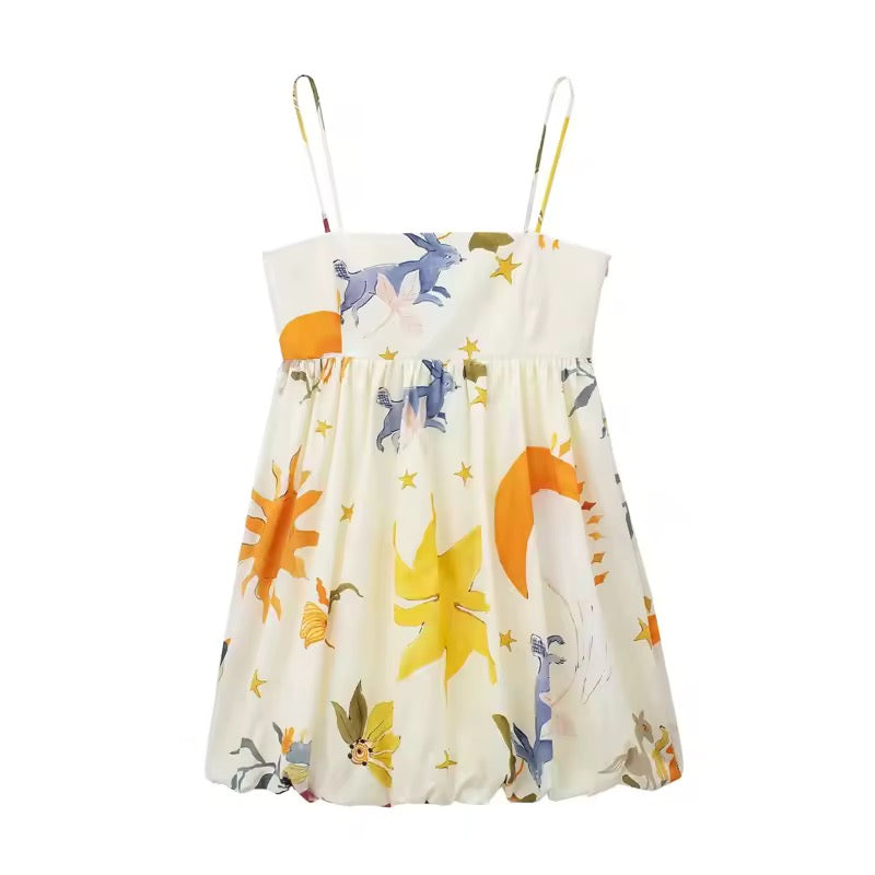 Printed Bubble Mini Dress