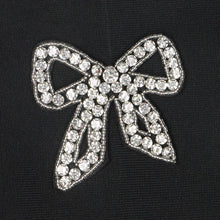 Load image into Gallery viewer, Black &amp; White Rhinestone Bow Mini Dress PREORDER
