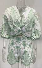 Load image into Gallery viewer, Green Eyelet Top &amp; Shorts Set PREORDER
