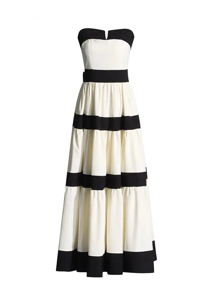 White and Black Bow Maxi Dress PREORDER