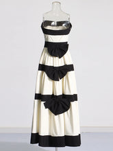 Load image into Gallery viewer, White and Black Bow Maxi Dress PREORDER
