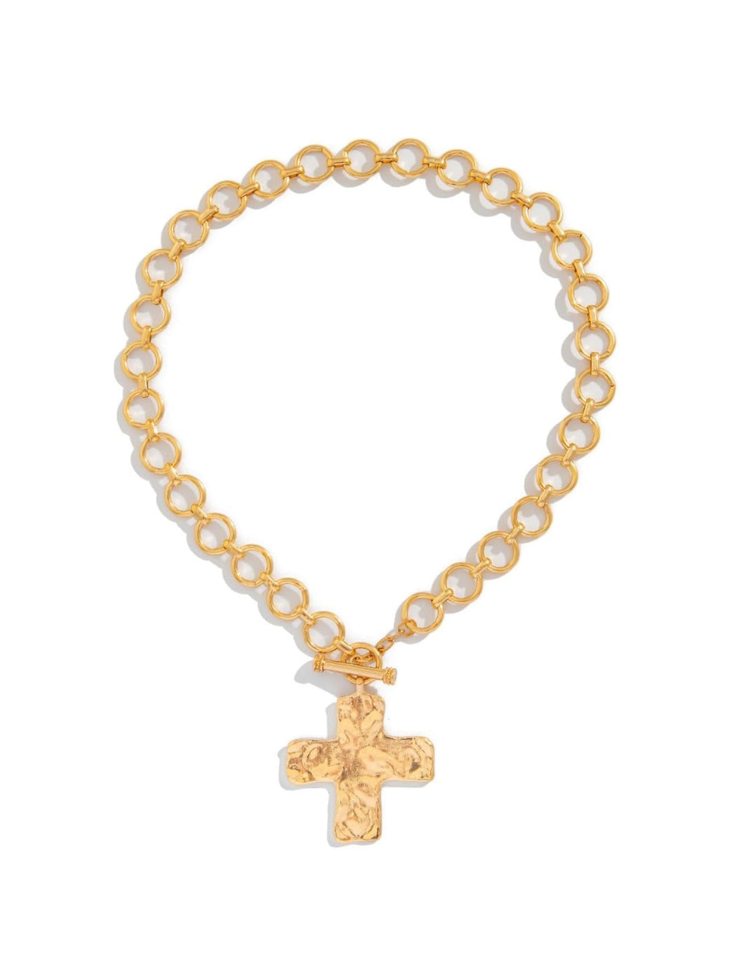 Hammered Gold Cross Necklace