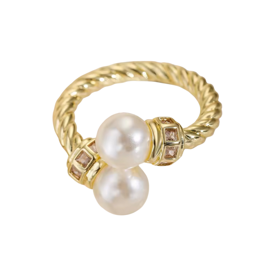 Double Pearl Cable Ring